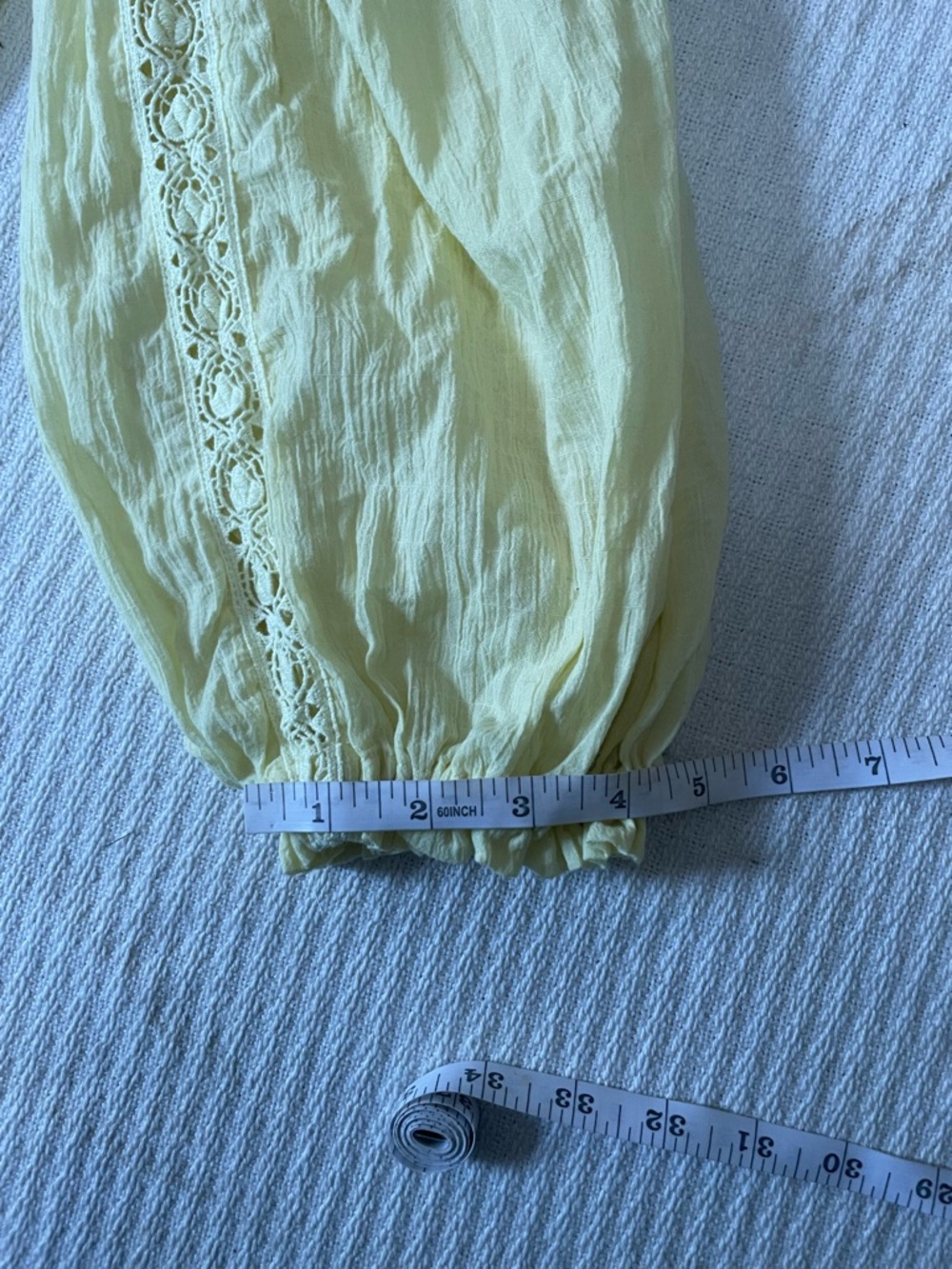Free People Maria Boho Peasant Blouse Yellow Cottagecore Wheat XS Cotton Lace - Picture 6 of 11